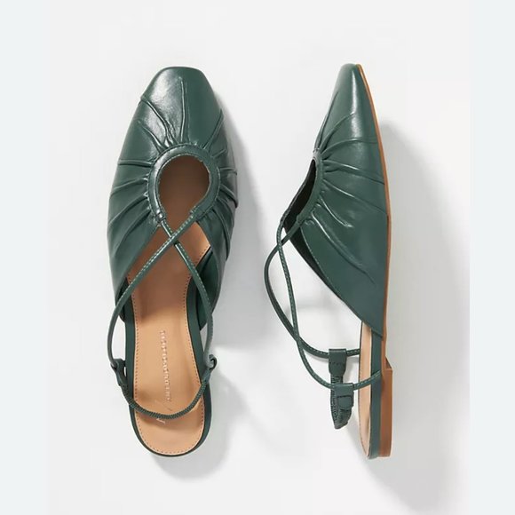 Anthropologie Maeve Strappy Flats in Green NIB size 39 - Picture 1 of 10